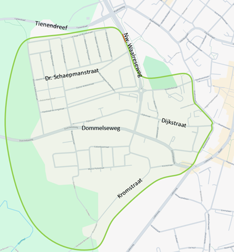 plattegrond van de wijk Kerkakkers, inclusief gedeelte van het Centrum